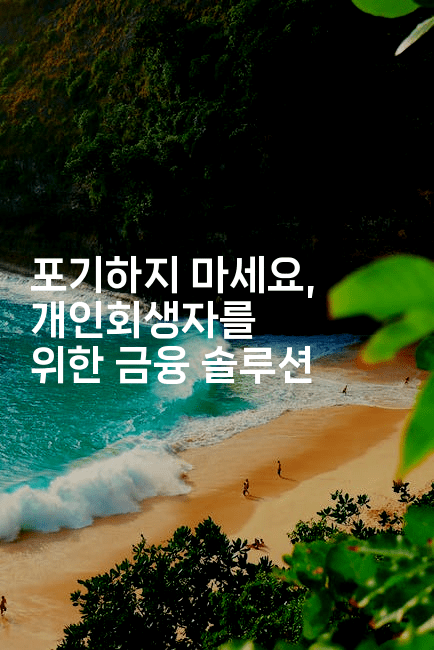 포기하지 마세요, 개인회생자를 위한 금융 솔루션